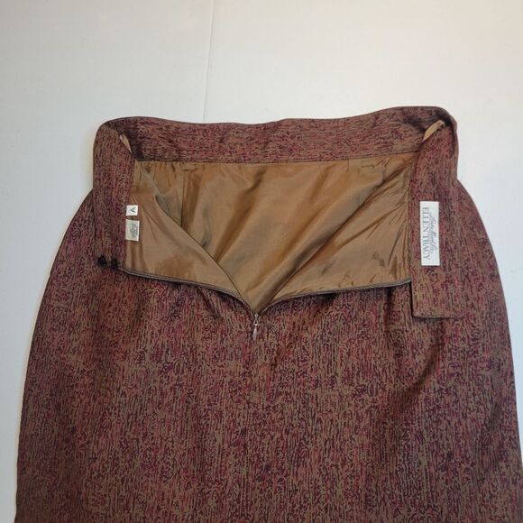 Ellen Tracy Vintage 90s Silk Midi Skirt with Belt Loops and Pockets Women's 10 - Picture 7 of 10